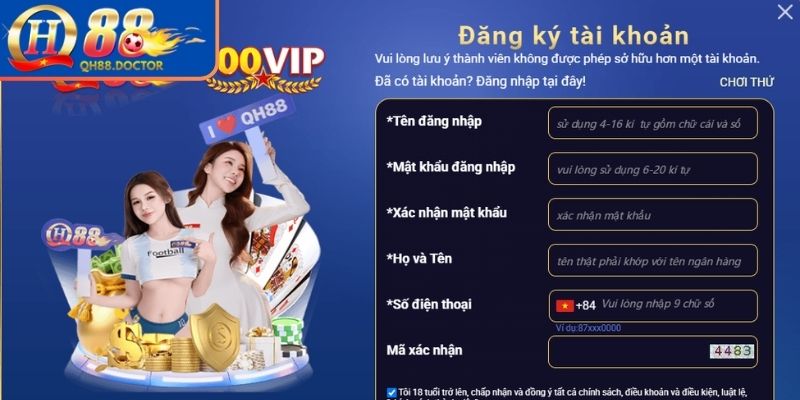 Đăng Ký qh88 3 Hoàn tất bước tạo tài khoản