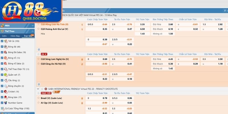 Kèo chấp trực tiếp QH88 là gì?