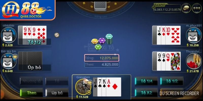 Các hành động cơ bản trong xì tố QH88